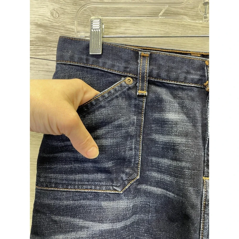 Express Jeans Skirt Juniors 9/10‎ Blue Denim Straight Pencil Short Slit 7834